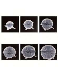 [Reusable Silicone Lids] 6-Pack Reusable Silicone Elastic Lids, Food Storage Bowl Covers, Dishwasher & Freezer , Kitchen Accessories - Clear - View 14