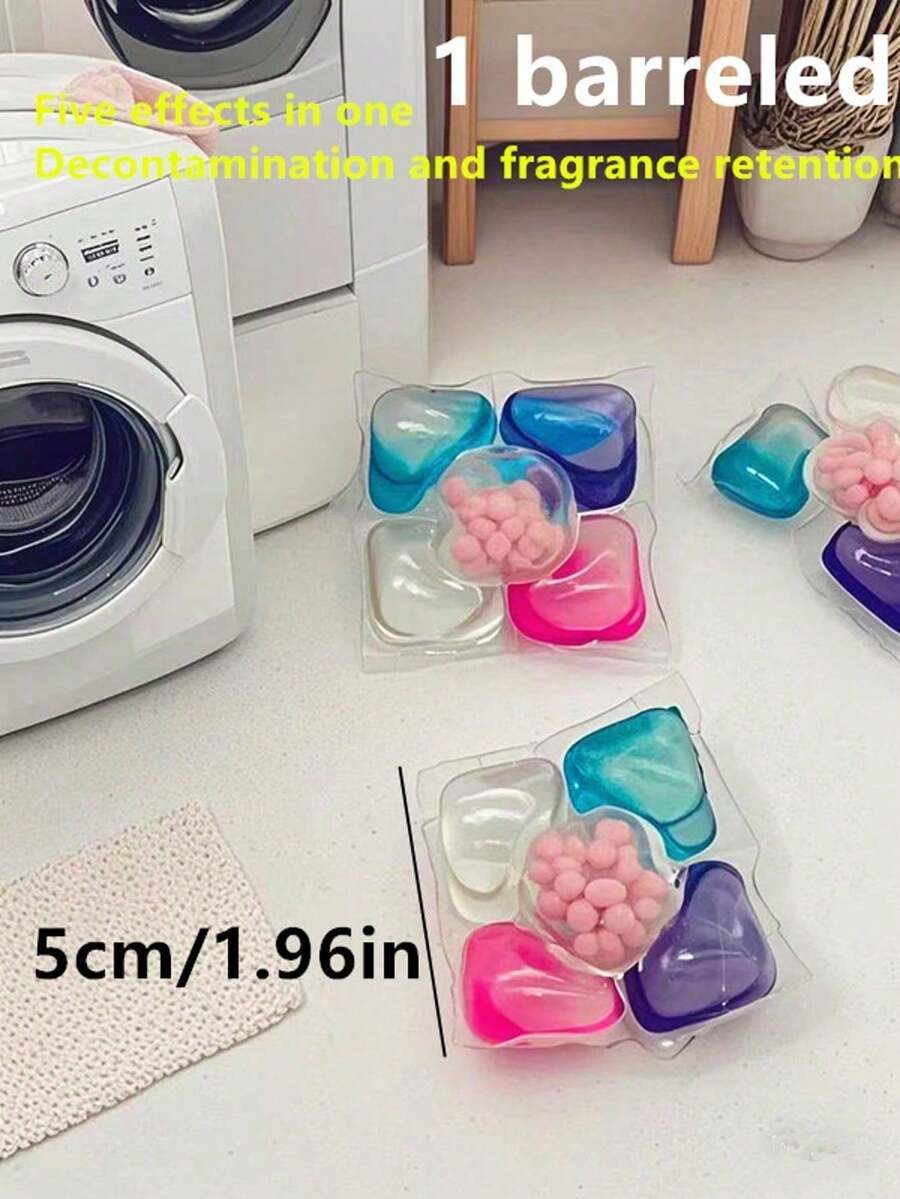 50 Pieces/Pack 5-In-1 Laundry Detergent Capsules, Concentrated Fragrance Fabric Softener, Stain Remover With Long-Lasting Fragrance, Powerful Cleaning Washing Beads, Herbal Fragrance For Household - Multicolor - View 1