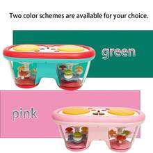 Baby Musical Instrument Double Drum Toy Sensory Learning Baby Tummy Toy Multifunctional Rotating Light Up Toys, Improve The Baby's Manual Ability (Without Battery)