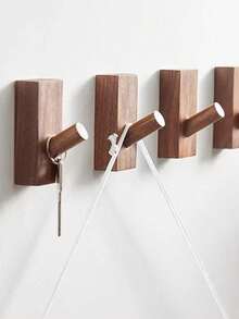 1/2/4/6 pièces Crochet de manteau simple et unicolore en bois naturel, crochet de manteau mural en noyer, crochet décoratif pour porte pour la buanderie, la boutique, le café-bar