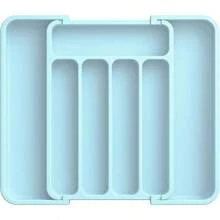 Silverware Organizer - Expandable Kitchen Drawer Organizer, Adjustable Utensil Organizer, Cutlery Tray Forks, Knives, Multipurpose Kitchen Organizers And Storage Solution, Black, Large - 中+藍色 - 查看 3