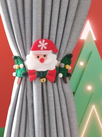 圣诞装饰创意圣诞老人窗帘绑带，圣诞家居装饰橱窗展示圣诞装饰品，圣诞家居房间装饰