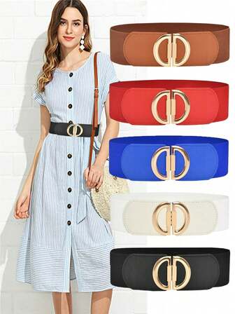 1 条休闲优雅 PU（聚氨酯）弹性腰带，多色，加大码，适合所有季节