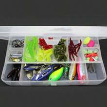 Kit de seuelos, 101 Piezas, con Caja de Aparejos de Pesca, Cebo Falso de Peces Mezclados, Luya, Crankbaits, Wobbler de Pesca, Mormyshkas, Invierno - Blanco - Ver 4