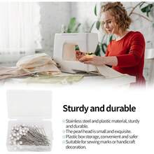 Alfileres de Perlas, Agujas de Localización, Decoración, Suministros de Bolas de Flores, Cabeza de Aguja de Perla, Uds., Alfileres Rectos Redondos - 1 - Ver 10