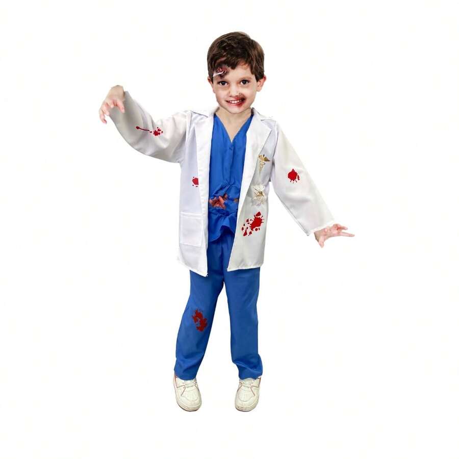 Disfraz Zombie Niño - Traje Doctor Enfermero - Halloween - Blanco - Ver 1