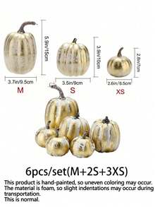 1set Artificial Pumpkins,Gold Plastic Pumpkin,4 Sizes For Halloween Thanksgiving Fall Party Harvest Table Decoration Supply Fake Pumpkin, Thanksgiving,Table Centerpiece Mantle Kitchen Wedding Friends Giving Party Home Decor