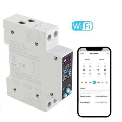 Medidor inteligente de 35 mm para riel DIN para Tuya Wifi, medidor de energía LED con disyuntor relé temporizador de potencia KWh control mediante aplicación