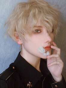 Men Synthetic Short Black Fireworks Perm Short Wave Curly Men Wig Anime Game Cosplay Fluffy Heat Resistant Wig For Daily Party White Blonde Cold Brown