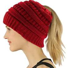 Lazy Ponytail Hole Design, Knitted Ponytail Hat For Women In Autumn And Winter, Lazy Wind Wool Hat, Versatile And Warm - 米色 - 查看 4