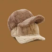 1pc Winter Warm Faux Wool Velvet Hat - Adjustable Beanie For Outdoor Sports & Christmas, Soft Solid Color Casual Cap (Black/Beige/White/Khaki), Winter Hat, Festive Headwear, Cozy Headgear - Multicolor - View 2