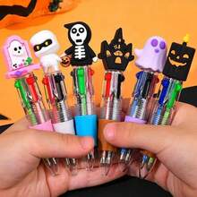 1 Halloween And Christmas Mini Multi-Color Pen, 4-In-1 Cute Ballpoint Pen, Pumpkin Ghost, Christmas Wizard Multi-Color Pen, Suitable For Halloween And Christmas Party Gifts, Trick Or Treat Gift Fillers And Birthday Gifts, Double Festival Atmosphere Maker In Pen Case (Random Style) - 彩色 - 查看 3