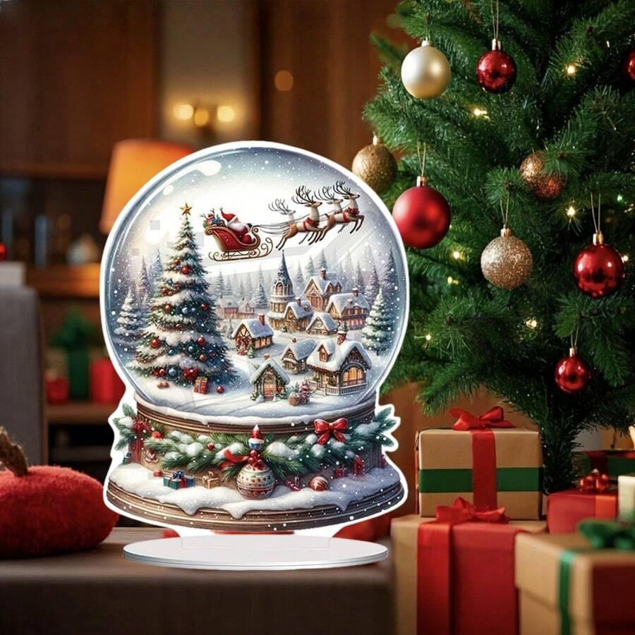 Classic Christmas Snow Globe With Countryside Scene, Trees And Reindeer - Versatile Holiday Decor For Home And Living Room - Christmas Gift