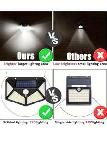 1/2/4/6/8pcs 100 LED Solar Lights, Solar Wall Lights, Solar Night Lights, Garden Lights, Garage Lighting, 1200mAh Lithium-Ion Battery, Waterproof ABS Material, 3 Modes With Motion Sensor, Suitable For Halloween/Christmas/Thanksgiving/Bedroom/House/Outdoor/Wall/Patio Decor