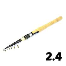 1.65米、1.8米、2.1米、2.4米、2.7米轻型伸缩碳纤维旋转式钓竿，带EVA手柄和轮子，适合在湖泊中钓鳟鱼 - 彩色 - 查看 16