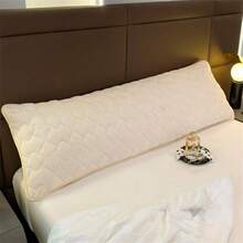 1pc Milk Velvet Thickened Quilted Solid Color Pillowcase, Soft, Wrinkle-Resistant, Breathable Pillowcase, Plush Quilted Edging Craftsmanship, Dormitory Double Pillowcase, Quilted Pillowcase For Couples, Silky Soft, Skin-Friendly, Warm And Comfortable, Machine Washable, 18.9*47.28in/18.9*59.1in/18.9*70.92in/19.7*29.55in