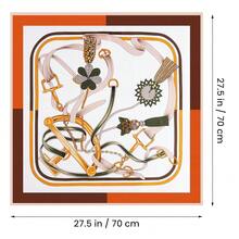 Mulberry Silk Scarfs Small Square Scarfs For Women 21" X 21" Lightweight Square Satin Head Scarf Neck Scarves{"Size_name":"27.5\"","Color_name":"OrangeandGreen"} - 橙與綠英寸 - 查看 3