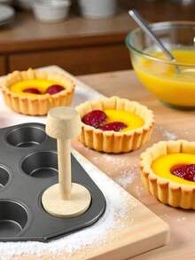 木制挞模，双面挞底模具，木制糕点模具，迷你挞模套装，DIY蛋糕烘焙工具，适用于迷你挞、芝士蛋糕、甜点（木制），适用于迷你挞、松饼、意大利面和甜点烘焙，厨房派对烘焙工具。 - 彩色 - 查看 8
