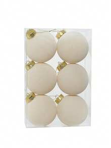 6 قطع زينة شجرة عيد الميلاد من المخمل - كرات بلاستيكية مغطاة بالنسيج، غير كهربائية، بدون ريش، مناسبة بشكل عام لديكورات العطلات