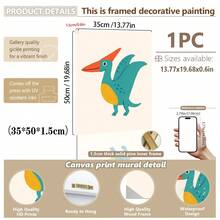 1 gerahmtes/Leinwand Wandkunst, Dinosaurier Tier Thema Dekoration. Badezimmer Wanddekoration. Themen Poster, Schlafzimmer Dekoration, Raumdekoration, Heimdekoration, Ornamente, Winterdekoration für Zuhause, Wanddekoration. Geeignet für Kinderzimmer, Kinderzimmer, Jungen- und Mädchen-Partyräume, Kita-Klassenzimmer Dekoration, wasserfestes Material. Kopfteil Dekorative Tapete, Party Deko Geschenke. Badezimmer Wanddekoration.