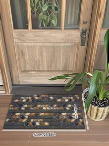 1件装3D鹅卵石纹门垫，走廊防刮脚垫，鹅卵石和砖块图案，聚酯纤维材质，适用于走廊、入口、过道、宠物友好型厨房地毯 - 彩色 - 查看 11