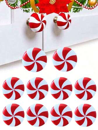 8pcs-Christmas Candy Cane Knob Covers, Christmas Silicone Red And White Candy Cabinet Knob Covers, Non-Slip Cabinet Knobs For Christmas For Various Kitchen Cabinet Knob Covers Living Room Bedroom Cabinet Knob Covers, Xmas Festival Decorations, Home Decoration, Room Decoration