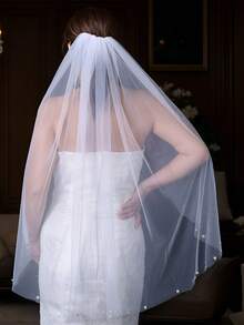 1pc Bridal Veil Comb Hairpin, Luxury Lace Edge Veil, Cathedral Wedding Veil, Wedding Accessory, Wedding Gift