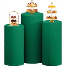 Cylinder Covers Set Of 3 Spandex Cylinder Pedestal Stand Covers Red Cylinder Cover Round Pedestal Cylinder Covers Multicolor Pedestal Cover For Wedding Party Ceremony DecorationKF - 綠色 - 查看 1