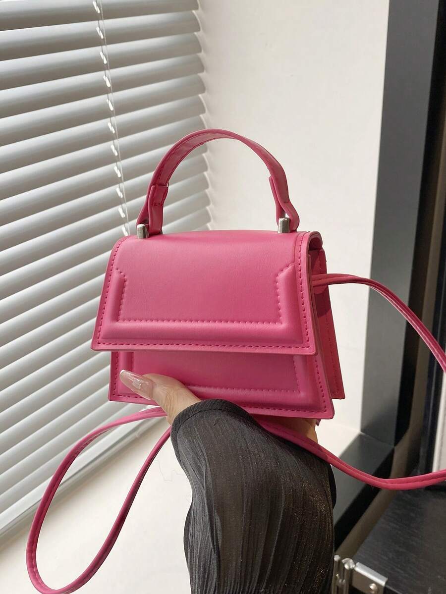 1pc Mini Fashionable Minimalist Texture Fabric Handbag, Small Square Bag, Lipstick Bag, Versatile Cute Shoulder Bag