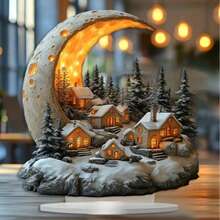 قطعة ديكورية أكريليك قرية القمر البوهيمية - عرض متعدد الوظائف مناسب للمنزل والمكتب، هدية عيد الميلاد المثالية، رائعة لديكور غرفة المعيشة والشرفة والنوم