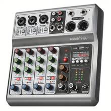 5-Channel Professional Audio Mixer - USB & Bluetooth DJ Sound Board With 48V Phantom Power, Voice Effects, For Live Streaming, Podcasting, Home Recording - 黑色 - 查看 2