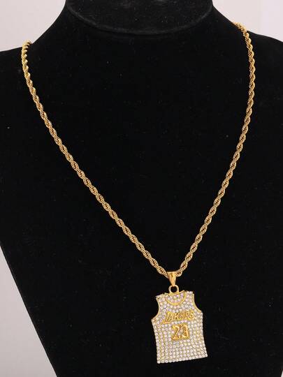 1 不锈钢项链，篮球球衣衣架，现代闪亮水钻，适合女性，耐磨可洗，适合运动旅行和沙滩装，适合所有季节，很棒的礼物