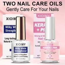 Xioimy XIOIMY 2pcs Nail Strengthener Set, Pink & Milky White Nail Hardener, Odorless Water-Based, Decorative Manicure, Natural Transparent Pink Brightening Gloss, Long-Lasting Glossy Natural Quick-Drying, Nutritious & Healthy Nails