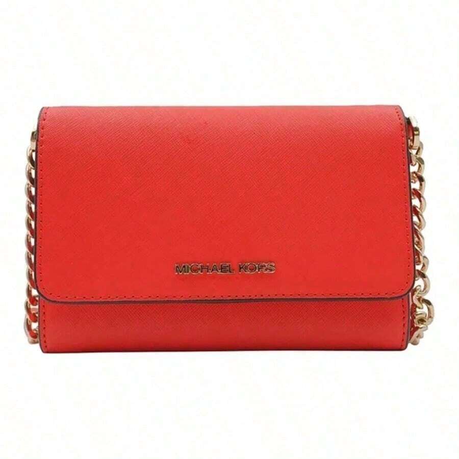 Michael Kors Jet Set Schriftzug Logo einfarbige Klappe Kette Kuvert Rindsleder Umhängetasche für Frauen 35S0GTVC2L