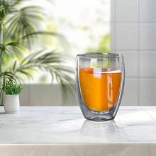 Taza de caf vidrio doble pared de 6 piezas, Premium Set Vasos y Tazas Doble Pared de Vidrio Trmico Borosilicato, taza de espresso, Apto para capuchino, caf expreso, t 6x 350 ml - 6 x 350 ml - Ver 9