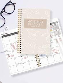 Trees 1pc 2026 Monthly Planner Notebook, A5 Minimalist Monthly Planning Notebook With Calendar Grid, Notes And To-Do List, Ideal Productivity Management Tool For Home, Work And Study, Office Desk Accessory - Multicolor - View 3
