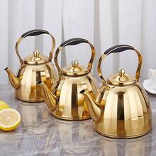 不锈钢手柄水壶，多功能带滤网，加厚茶壶，适合酒店、餐厅、家庭和户外使用，非常适合泡茶，可以用电磁炉加热 - 彩色 - 查看 2