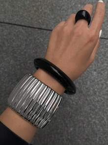 1 Stück/2 Stück minimalistisches, vielseitiges Armband, schwarz & silber, geeignet für verschiedene Anlässe