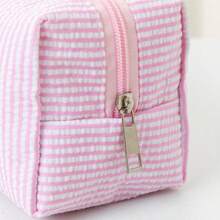 Bubble Yarn Makeup Bag, Large-Capacity Hand-Held Toiletry Bag, Striped Travel Cosmetics Storage Bag, Stationery Pen Case