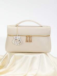 1pc Handmade Beaded & Crystal Shell Bohemian Style Bag Charm/Pendant, Fashion Accessory For Beach Vacation Car Accessories For Woman - White - View 2