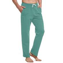 Baleaf Men's Sweatpants Casual Lounge Cotton Pajama Yoga Pants Open Bottom Straight Leg Male Sweat Pants With Pockets{"Size_name":"XX-Large","Color_name":"A-MistyGreen"} - 迷霧綠 - 查看 4