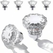 Juego de 4 pomos de vidrio clásico para clóset de cocina clóset clóset clóset clóset accesorios de decoración únicos con tornillos de arandelas cromo pulido - Cromopulido - Ver 1