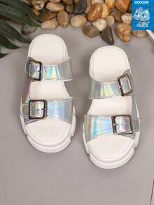 DDXDR 新款婴儿和女童凉鞋小女孩儿童夏鞋宝宝凉鞋夏季时尚户外凉鞋，时尚沙滩凉鞋 - 銀色 - 查看 4