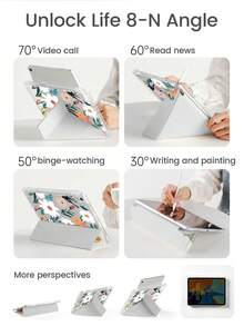 The Beautiful And Cute Cartoon Flower, Grass And Fallen Leaf Double-Sided Painted Acrylic Transparent Crystal Back Cover Is Shockproof And Suitable For IPad 7th Generation, 8th Generation (10.2 Inches) And 10th Generation. It Has A Built-In Pen Slot And Supports Sleep And Wake-Up Functions/Multiple Folding Stand Methods. These Are Halloween Gifts And New Year Gifts