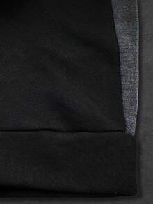 Conjunto de pants deportivo y casual para hombre, colores lisos, sin estampados, tela de poliéster, algodón y spandex, apto para temporadas de primavera y verano. pants de ajuste regular con bota semi-entubada, talle de cintura natural, bolsillos laterales funcionales con cremallera. Sudadera deportiva, cuello redondo con capucha, silueta de ajuste regular, cierre con cremallera y bolsillos frontales funcionales. Muy fresco y cómodo, ideal para hacer deporte al aire libre, caminata en el parque o para ir al gimnasio. - Negro - Ver 2