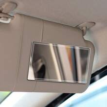 1/2pcs Car Sun Visor Stainless Steel Makeup Mirror, Anti-Shatter Auxiliary Rearview Dual-Use Beauty Mirror - Silver - View 5
