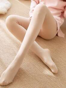 Medias térmicas gruesas para mujer, medias térmicas de invierno con forro cálido, de cintura alta, elásticas, delgadas y sexys, color beige, 220g