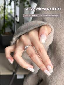 annies 10ml One Second Leveling Micro Construction Milky White Nail Polish Glue Soak Off Semi Permanent High Saturation Popular Whitening Nail Enhancement - Multicolor - View 2