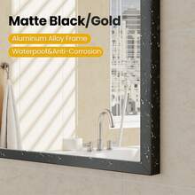 OLIXIS 20"X30" Arched Gold Bathroom Mirrors For Wall, Bathroom Mirrors For Over Sink, Metal Framed With HD Shatter-Proof Glass For Entryway, Living Room, Bedroom - màu đen - Xem 5