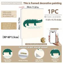 1 gerahmtes/Leinwand Wandkunst, Dinosaurier Tier Thema Dekoration. Badezimmer Wanddekoration. Themen Poster, Schlafzimmer Dekoration, Raumdekoration, Heimdekoration, Ornamente, Winterdekoration für Zuhause, Wanddekoration. Geeignet für Kinderzimmer, Kinderzimmer, Jungen- und Mädchen-Partyräume, Kita-Klassenzimmer Dekoration, wasserfestes Material. Kopfteil Dekorative Tapete, Party Deko Geschenke. Badezimmer Wanddekoration.